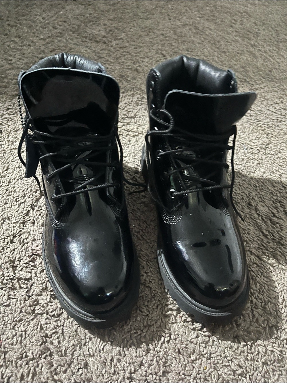 Timberland Big Kids Black Patent Lace-Up Boots